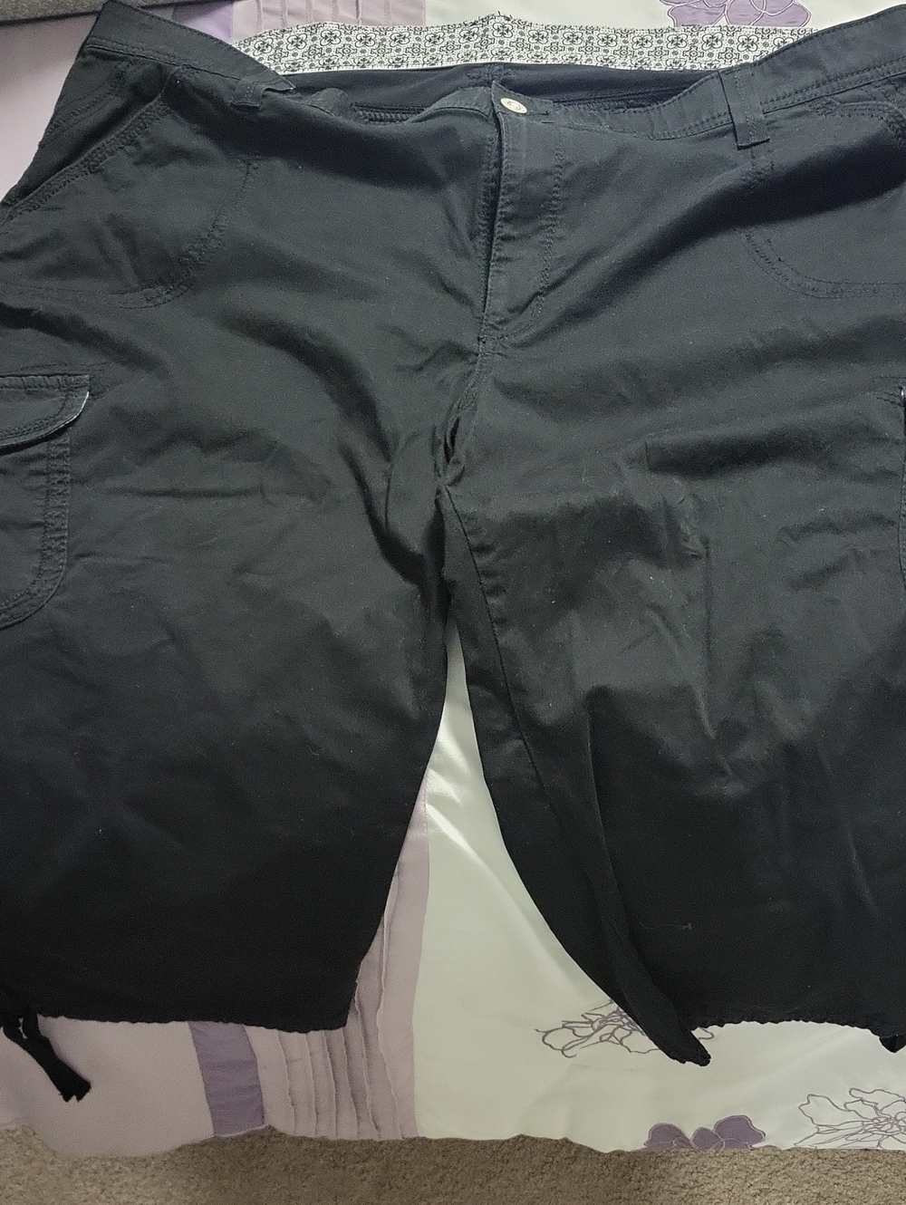 Women's Black Cargo Capris - Classic Everyday Style